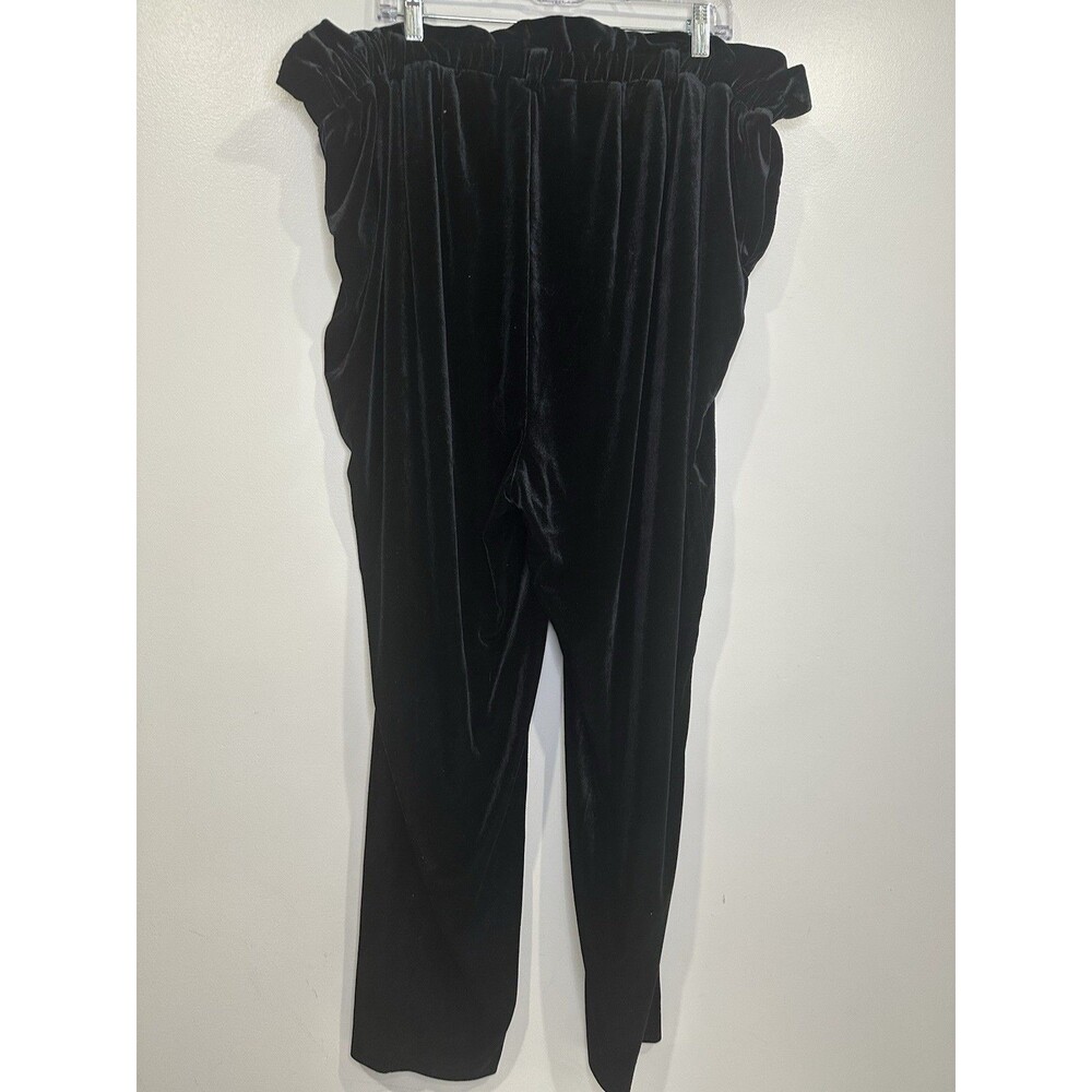 Eloquii Pants Womens 22 Black Velvet Elastic Pants Holiday Festive Career Party‎ - Picture 3 of 5